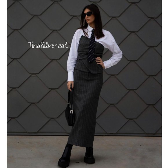 BLOGGER'S FAVE! Zara Corset Dark Gray NWT - Picture 6 of 17